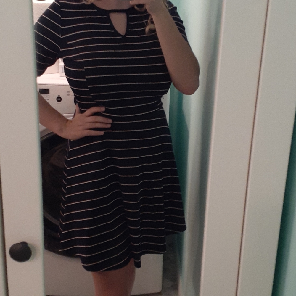 H&M Red, Navy Blue and White Dress
